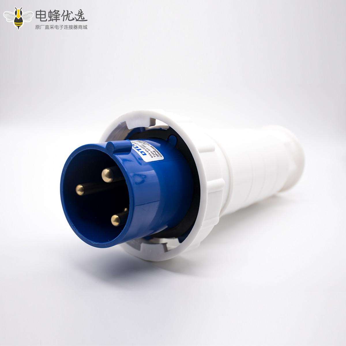 防水工業(yè)插頭63A 220V-240V IP67單相2P+E 3芯公頭